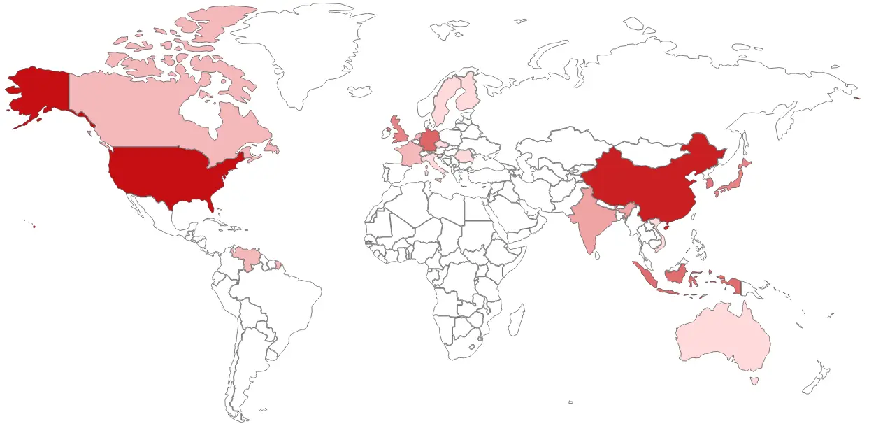 Heatmap of vulnerable hosts.